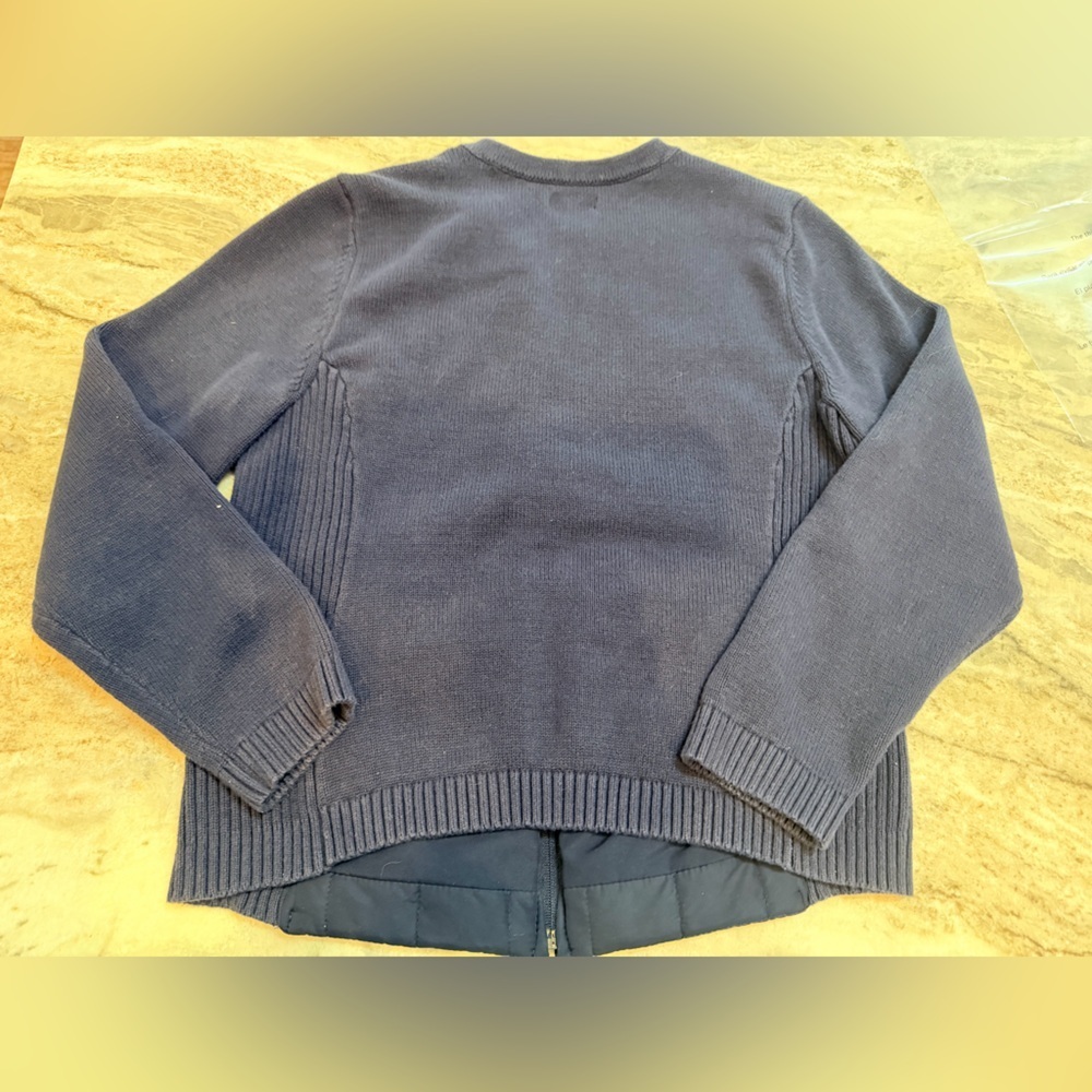 Croft & Barrow Women’s Navy Quilted Zip Jacket Knit Sleeves Size M - Picture 9 of 10